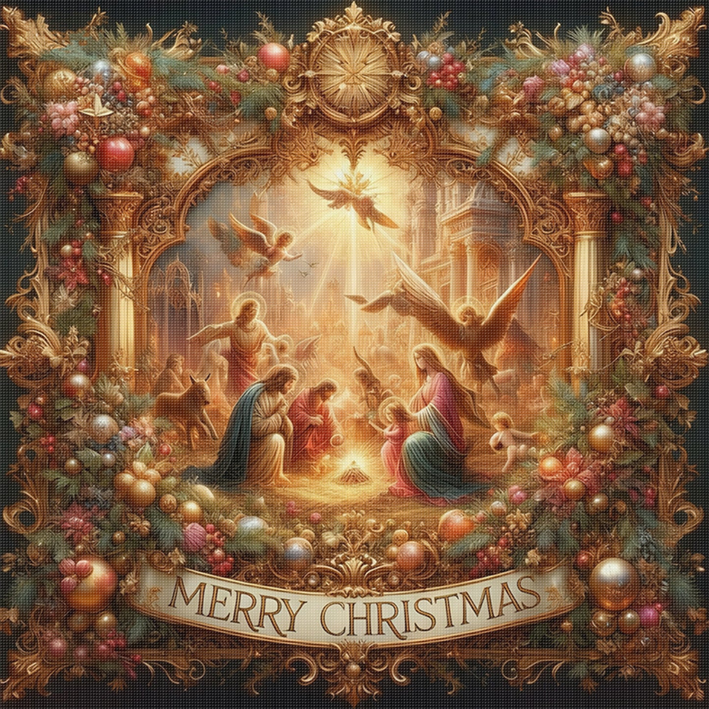 Christmas Jesus - Full 14CT Stamped Cross Stitch 40x40CM - Huacan