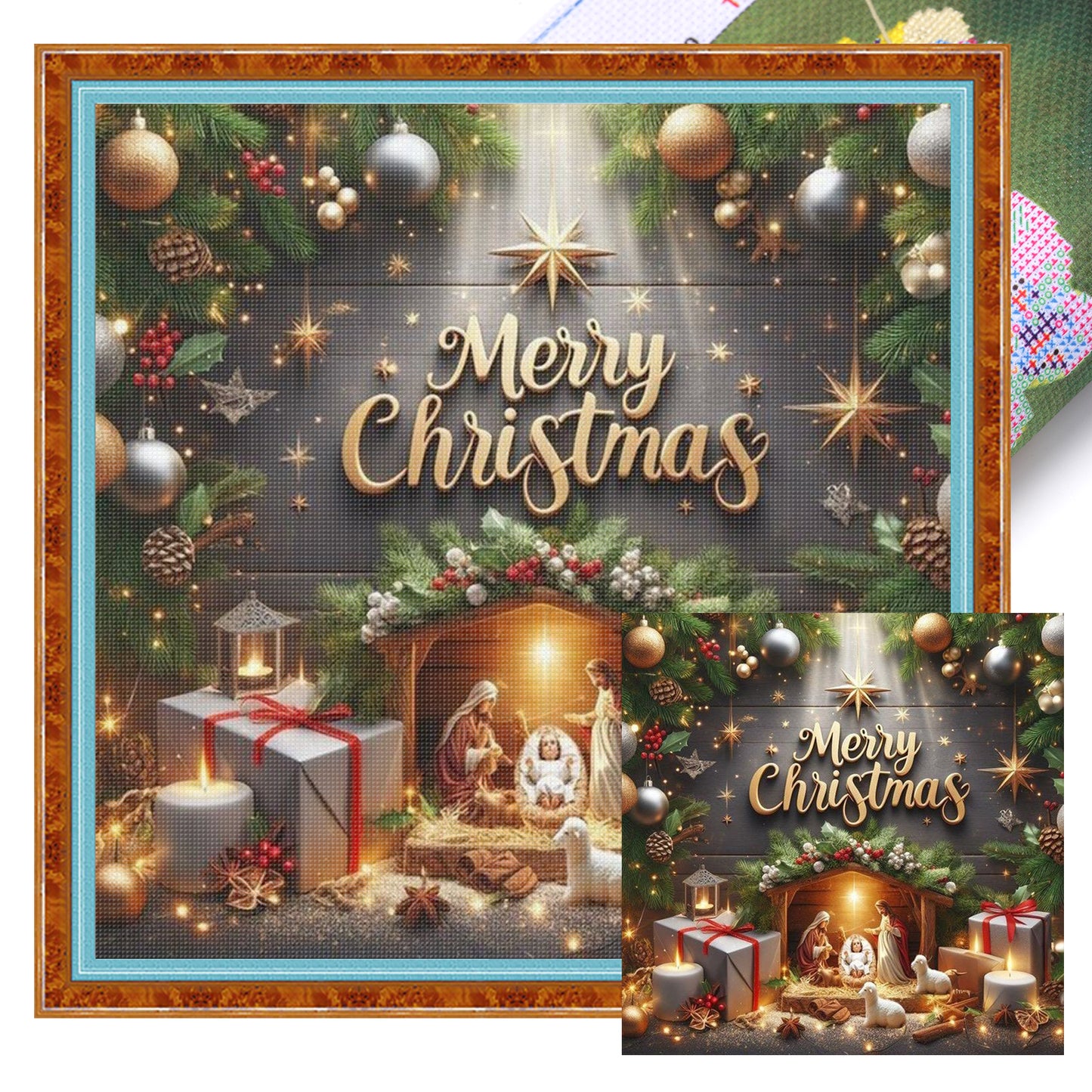 Christmas Jesus - Full 14CT Stamped Cross Stitch 40x40CM - Huacan