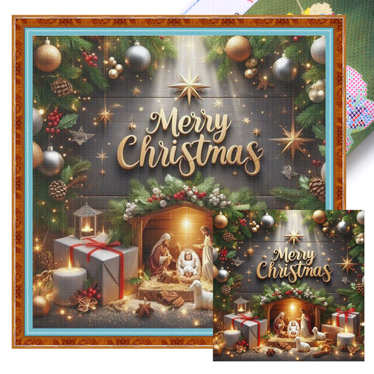 Christmas Jesus - Full 14CT Stamped Cross Stitch 40x40CM - Huacan