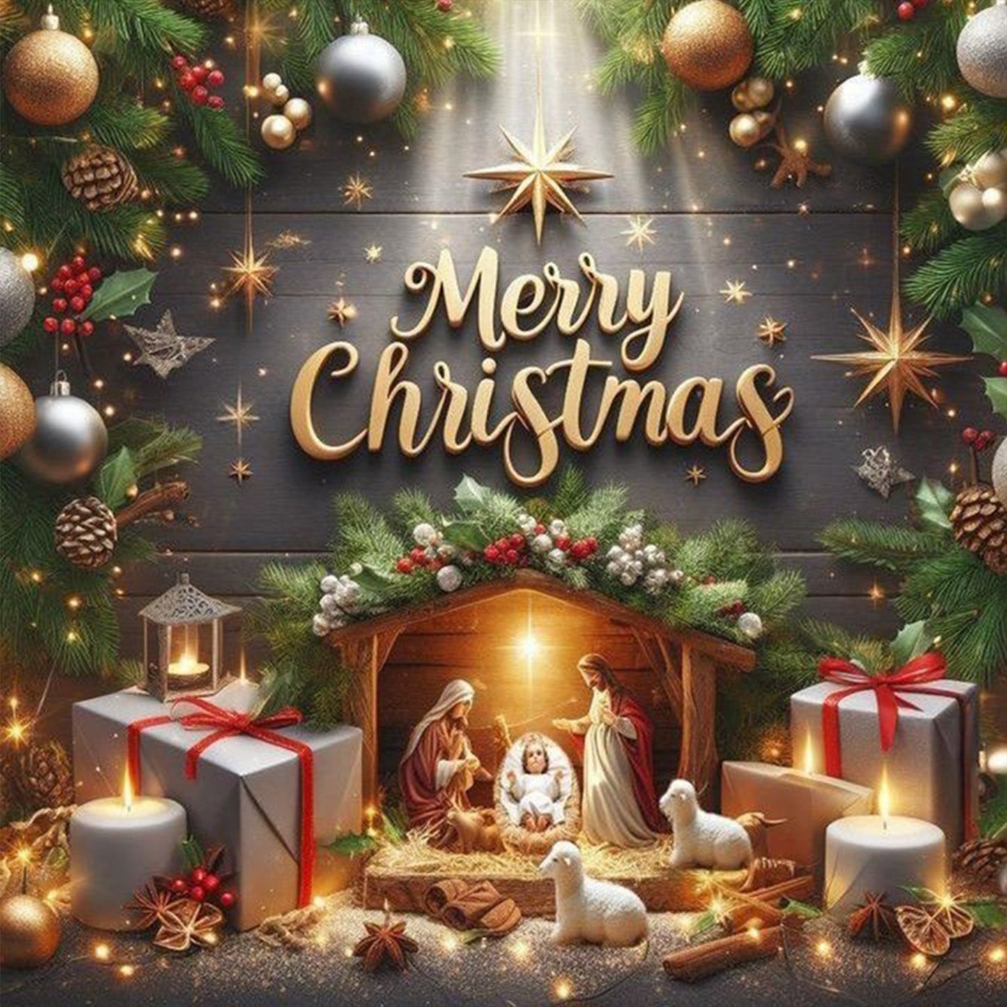 Christmas Jesus - Full 14CT Stamped Cross Stitch 40x40CM - Huacan