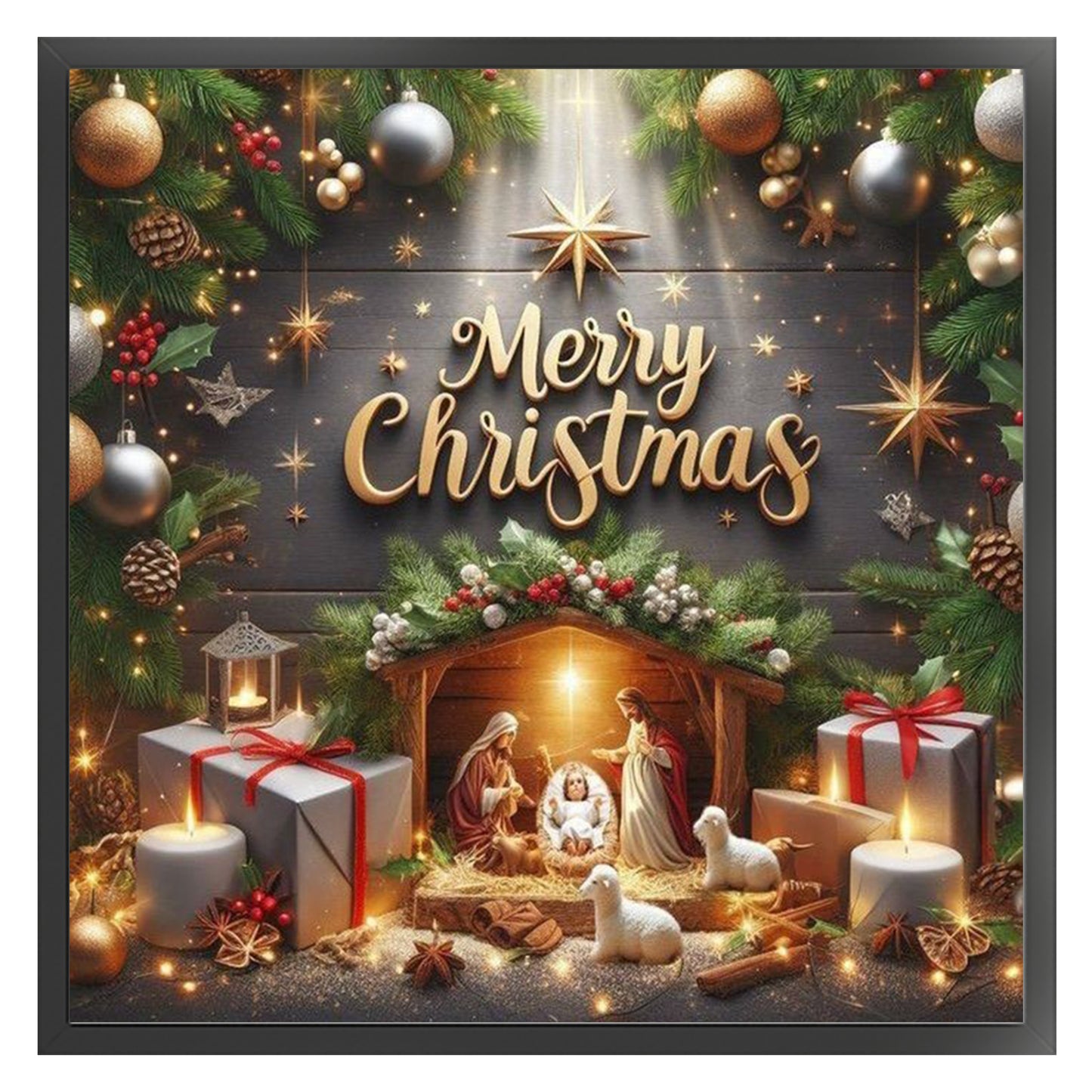 Christmas Jesus - Full 14CT Stamped Cross Stitch 40x40CM - Huacan