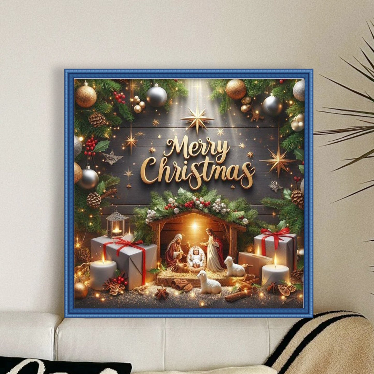 Christmas Jesus - Full 14CT Stamped Cross Stitch 40x40CM - Huacan