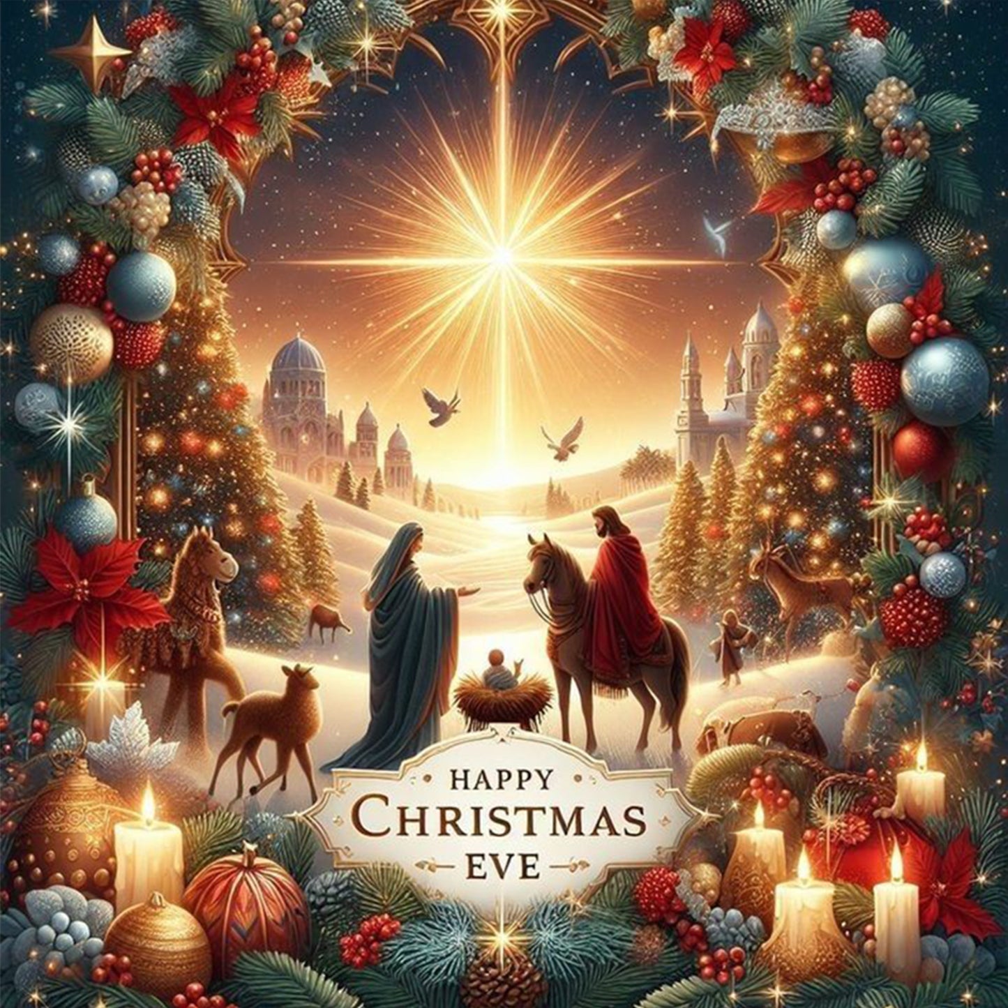 Christmas Jesus - Full 14CT Stamped Cross Stitch 40x40CM - Huacan