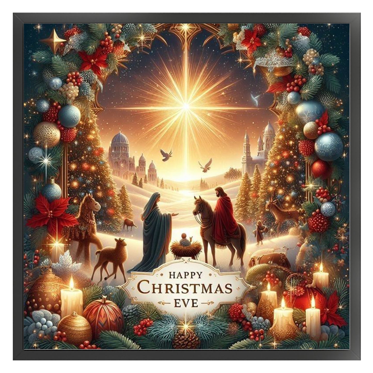 Christmas Jesus - Full 14CT Stamped Cross Stitch 40x40CM - Huacan
