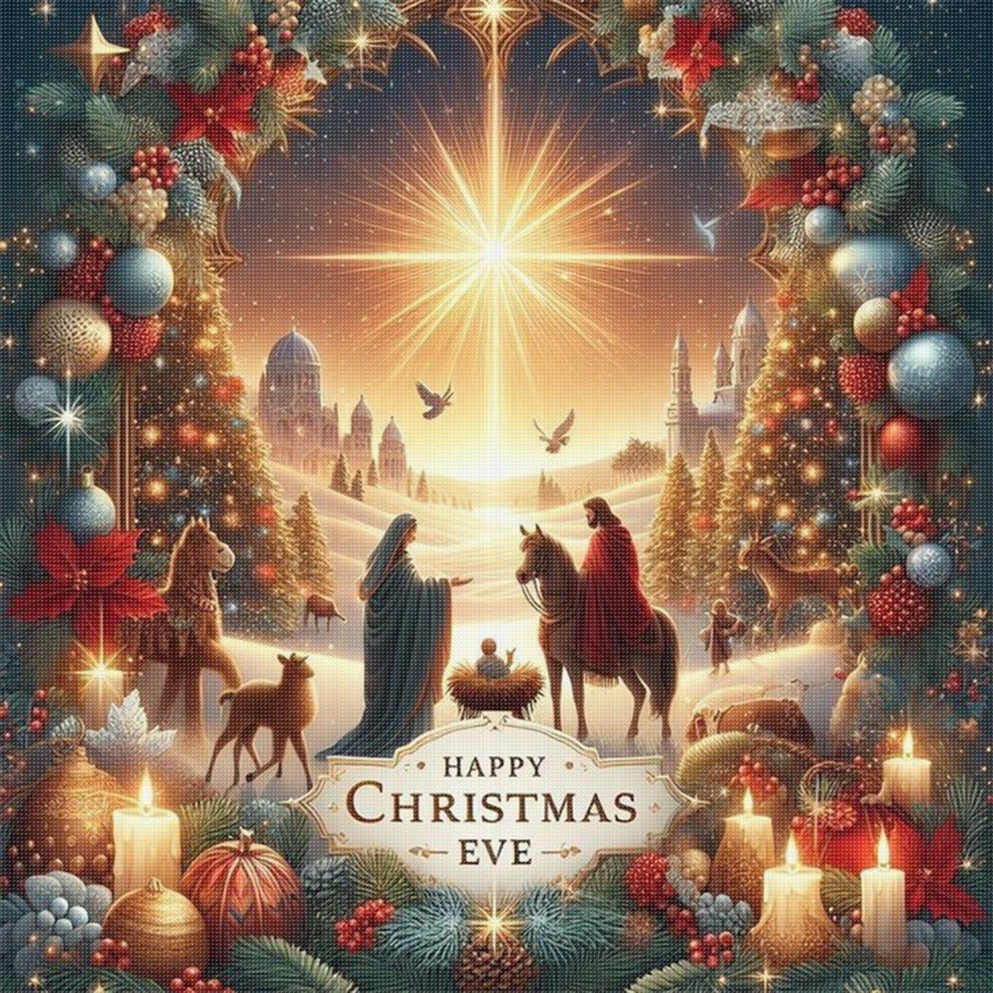 Christmas Jesus - Full 14CT Stamped Cross Stitch 40x40CM - Huacan