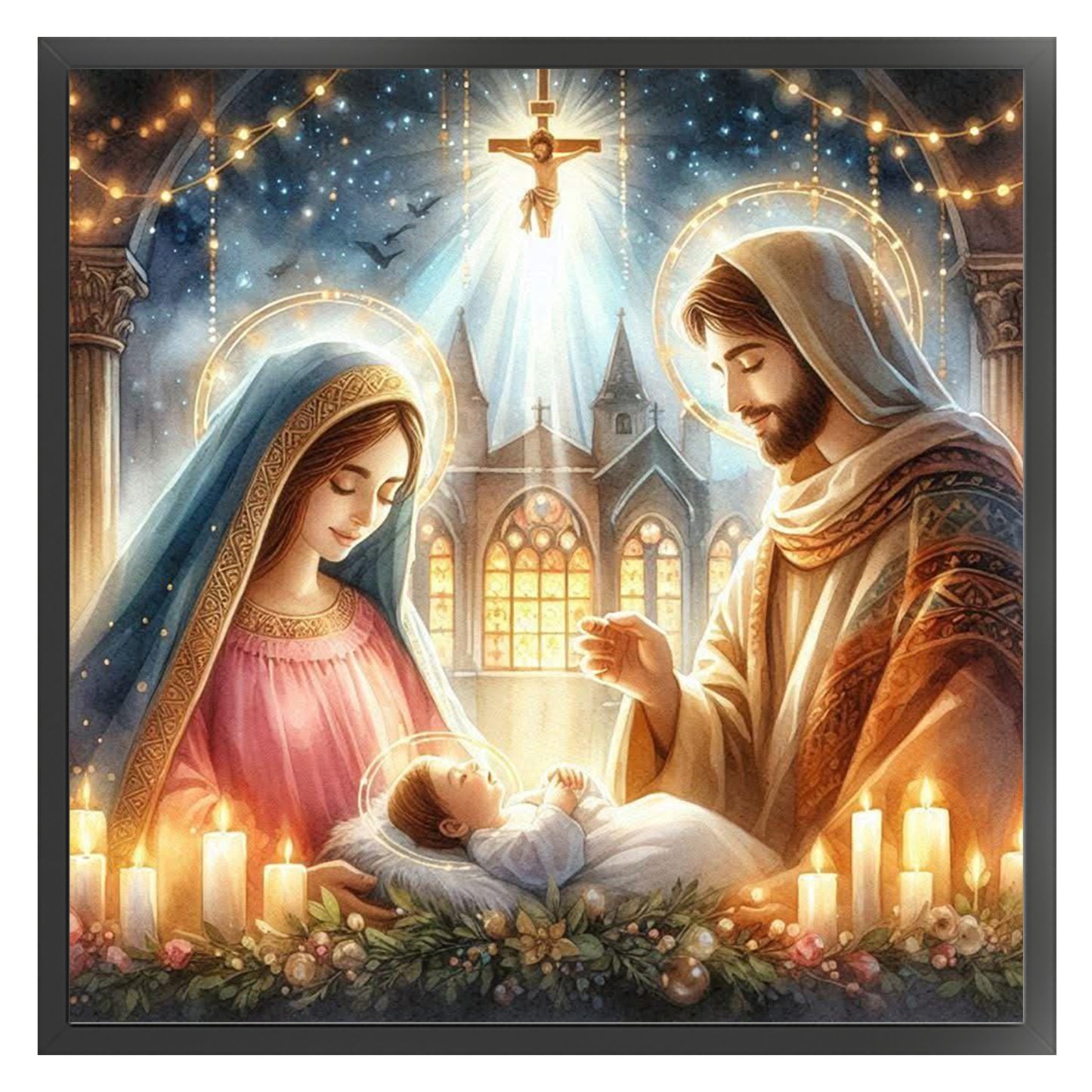 Christmas Jesus - Full 14CT Stamped Cross Stitch 40x40CM - Huacan