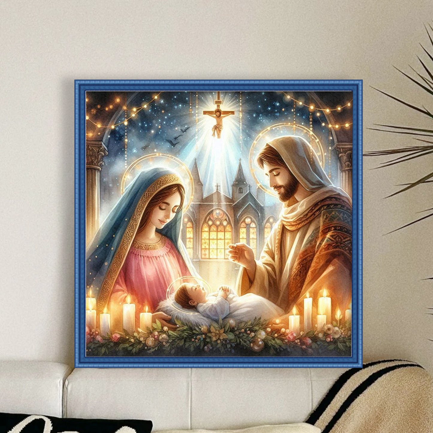 Christmas Jesus - Full 14CT Stamped Cross Stitch 40x40CM - Huacan