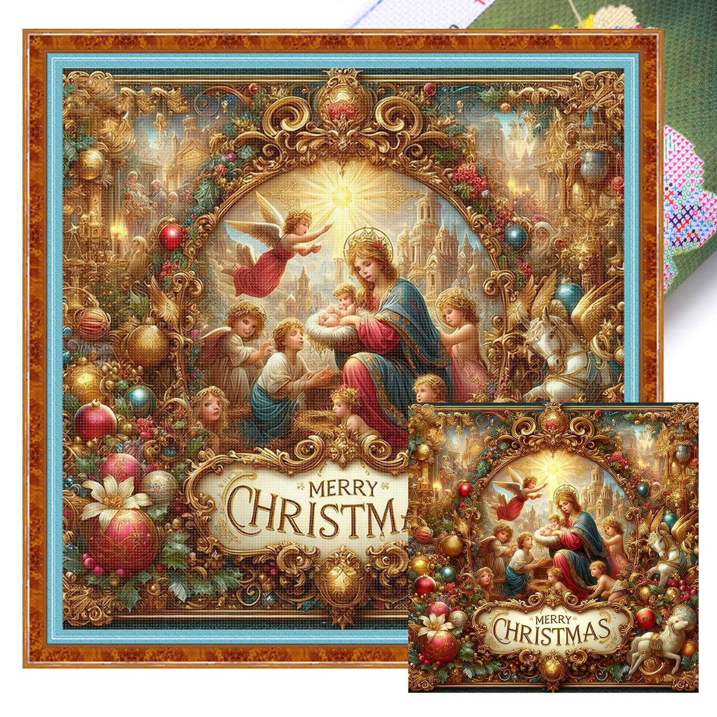 Christmas Jesus - Full 14CT Stamped Cross Stitch 40x40CM - Huacan