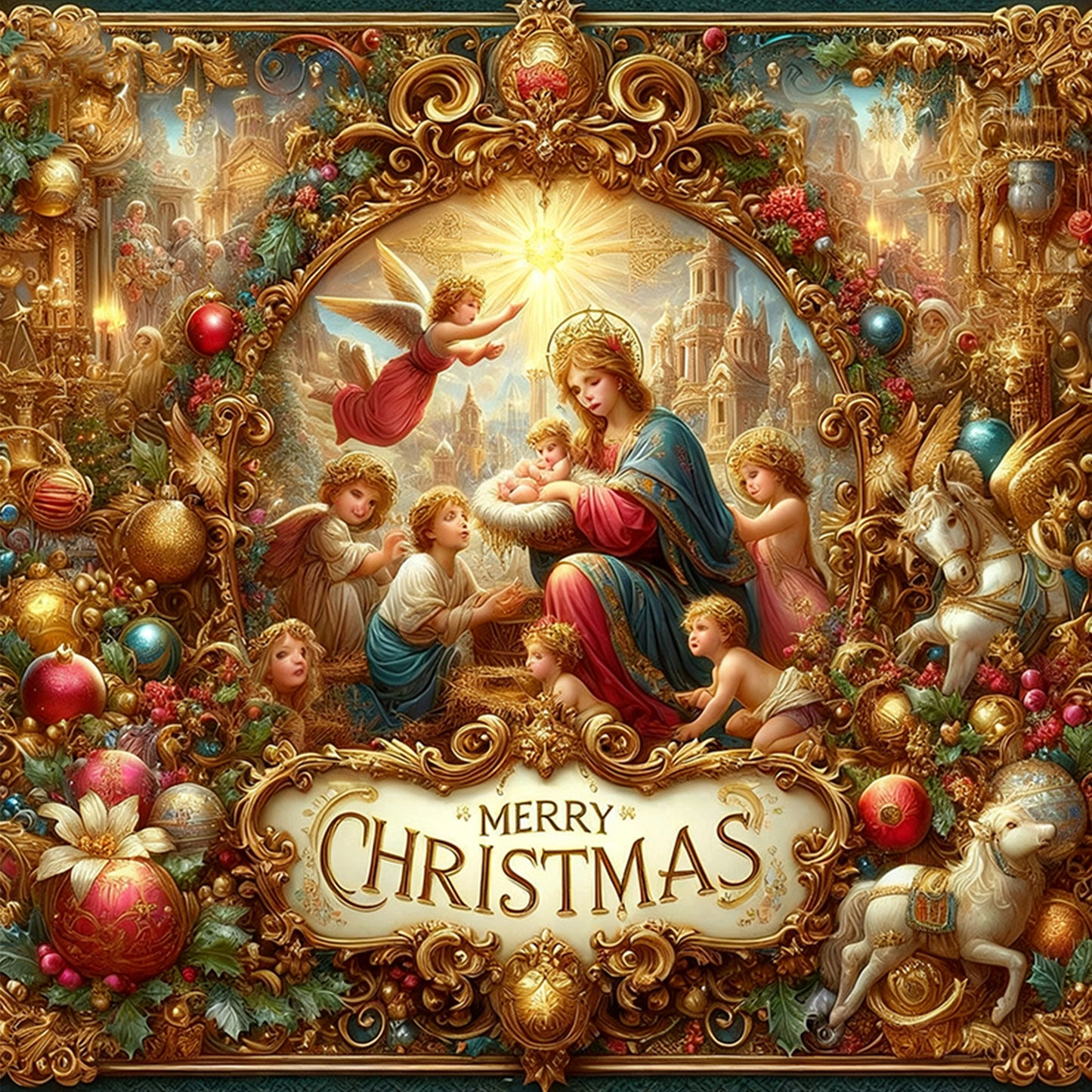 Christmas Jesus - Full 14CT Stamped Cross Stitch 40x40CM - Huacan
