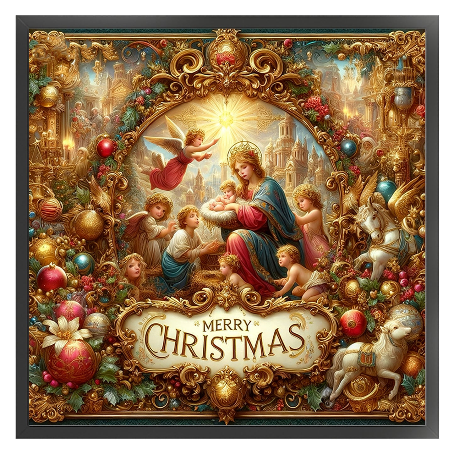Christmas Jesus - Full 14CT Stamped Cross Stitch 40x40CM - Huacan