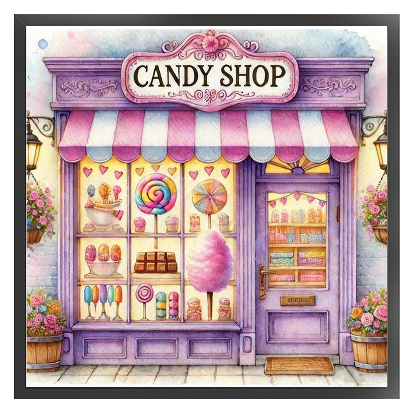 Purple Candy Shop - Full 11CT Stamped Cross Stitch 40x40CM - Huacan