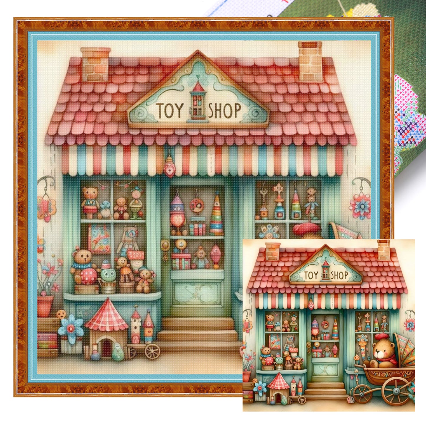 Toy Shop - Full 11CT Stamped Cross Stitch 40x40CM - Huacan