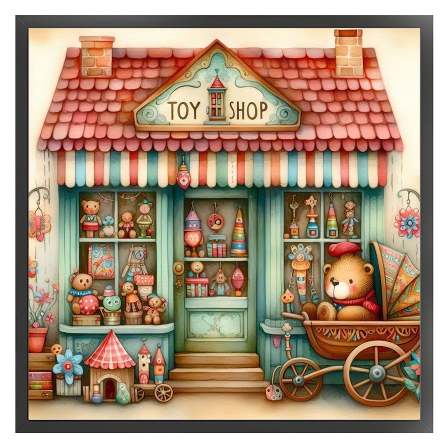 Toy Shop - Full 11CT Stamped Cross Stitch 40x40CM - Huacan