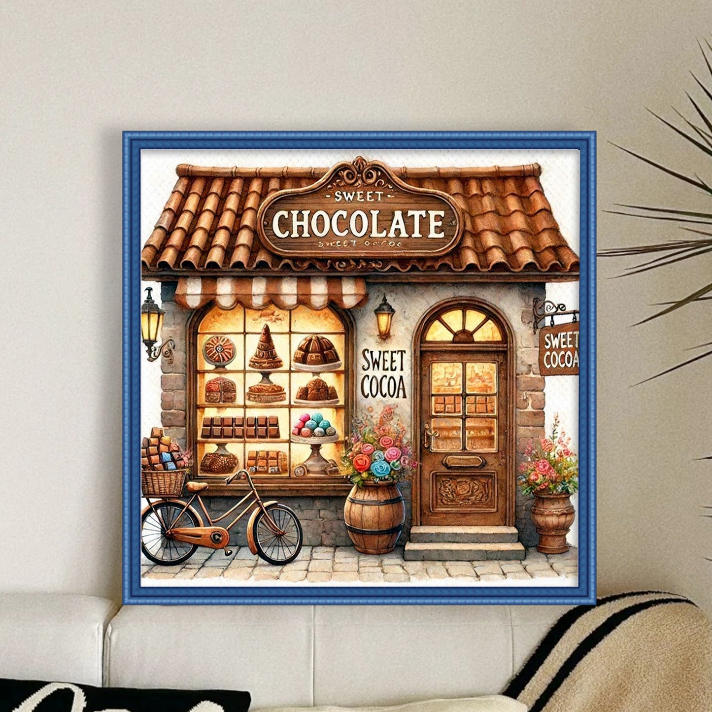 Chocolate Shop - Full 11CT Stamped Cross Stitch 40x40CM - Huacan