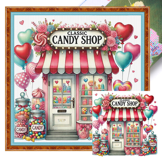 Candy Shop - Full 11CT Stamped Cross Stitch 40x40CM - Huacan