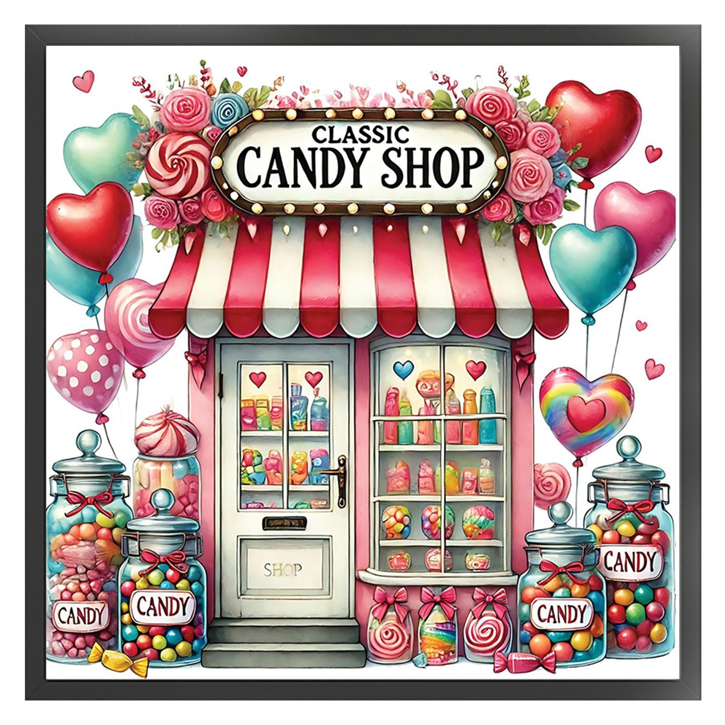 Candy Shop - Full 11CT Stamped Cross Stitch 40x40CM - Huacan