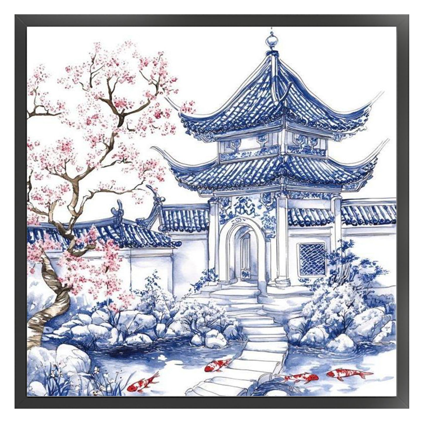 Chinese Garden - Full 11CT Stamped Cross Stitch 50x50CM - Huacan