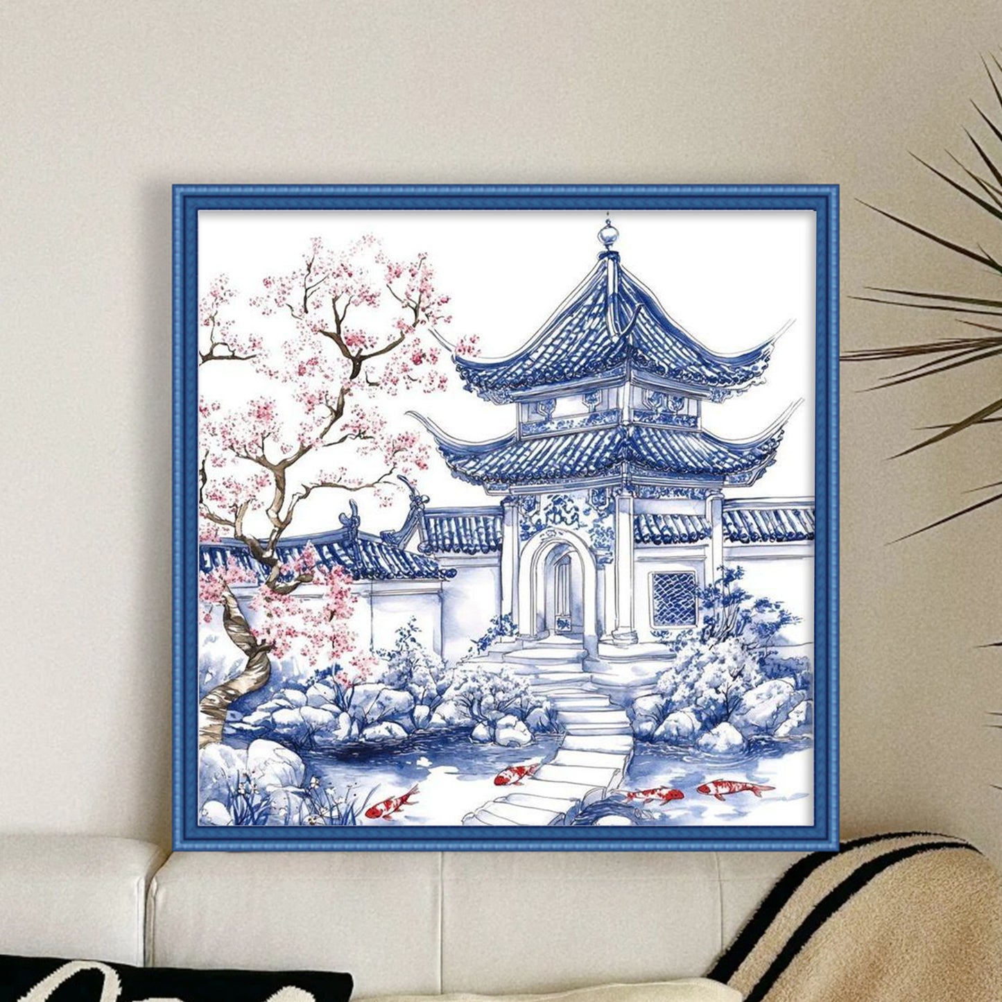 Chinese Garden - Full 11CT Stamped Cross Stitch 50x50CM - Huacan
