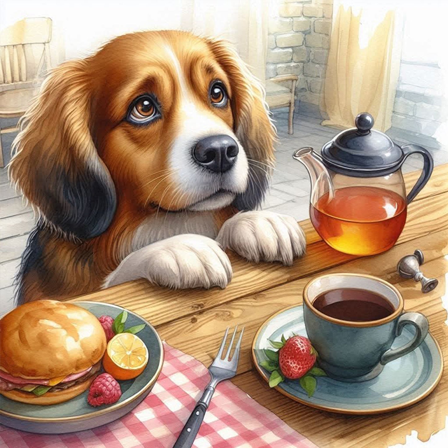 Beagle-Dog - Full 11CT Stamped Cross Stitch 40x40CM - Huacan