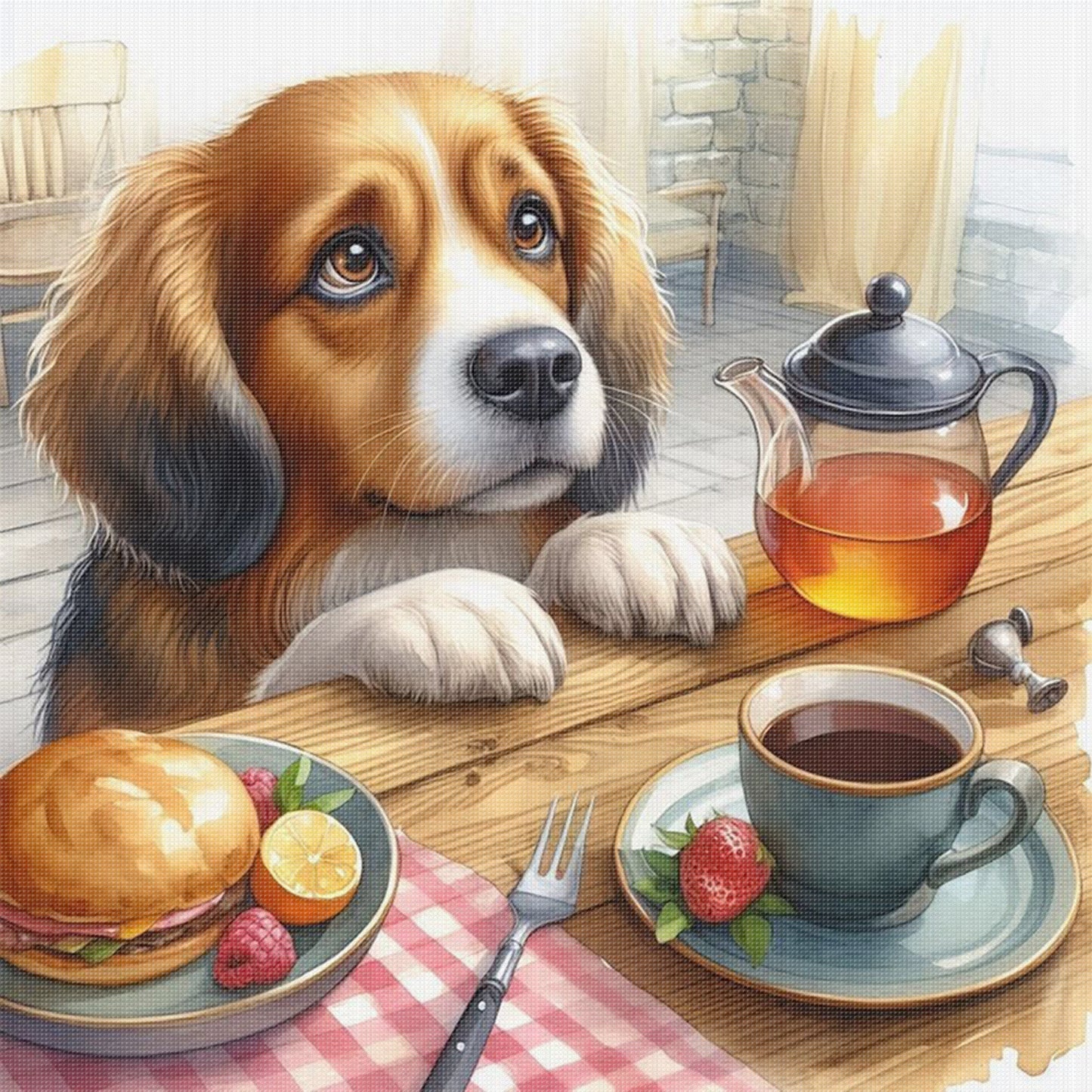 Beagle-Dog - Full 11CT Stamped Cross Stitch 40x40CM - Huacan