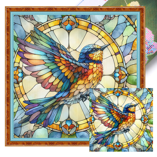 Glass Painting - Bird - Full 11CT Stamped Cross Stitch 40x40CM - Huacan