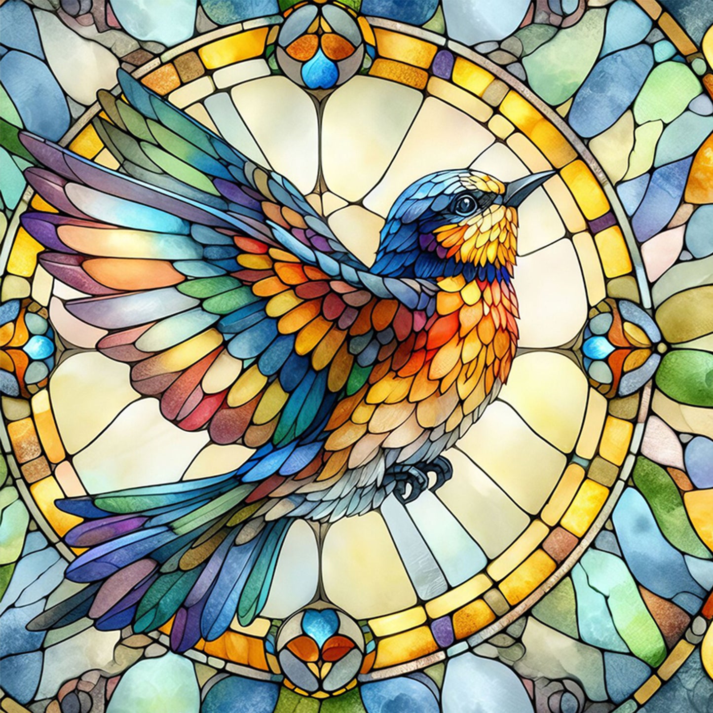 Glass Painting - Bird - Full 11CT Stamped Cross Stitch 40x40CM - Huacan