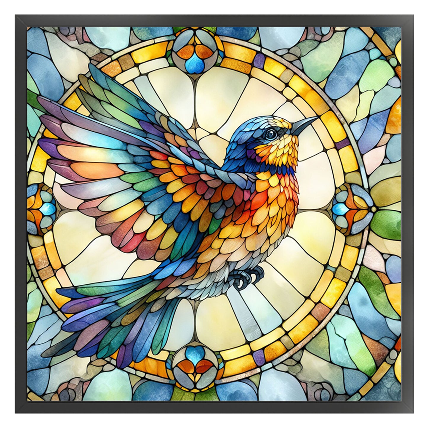 Glass Painting - Bird - Full 11CT Stamped Cross Stitch 40x40CM - Huacan