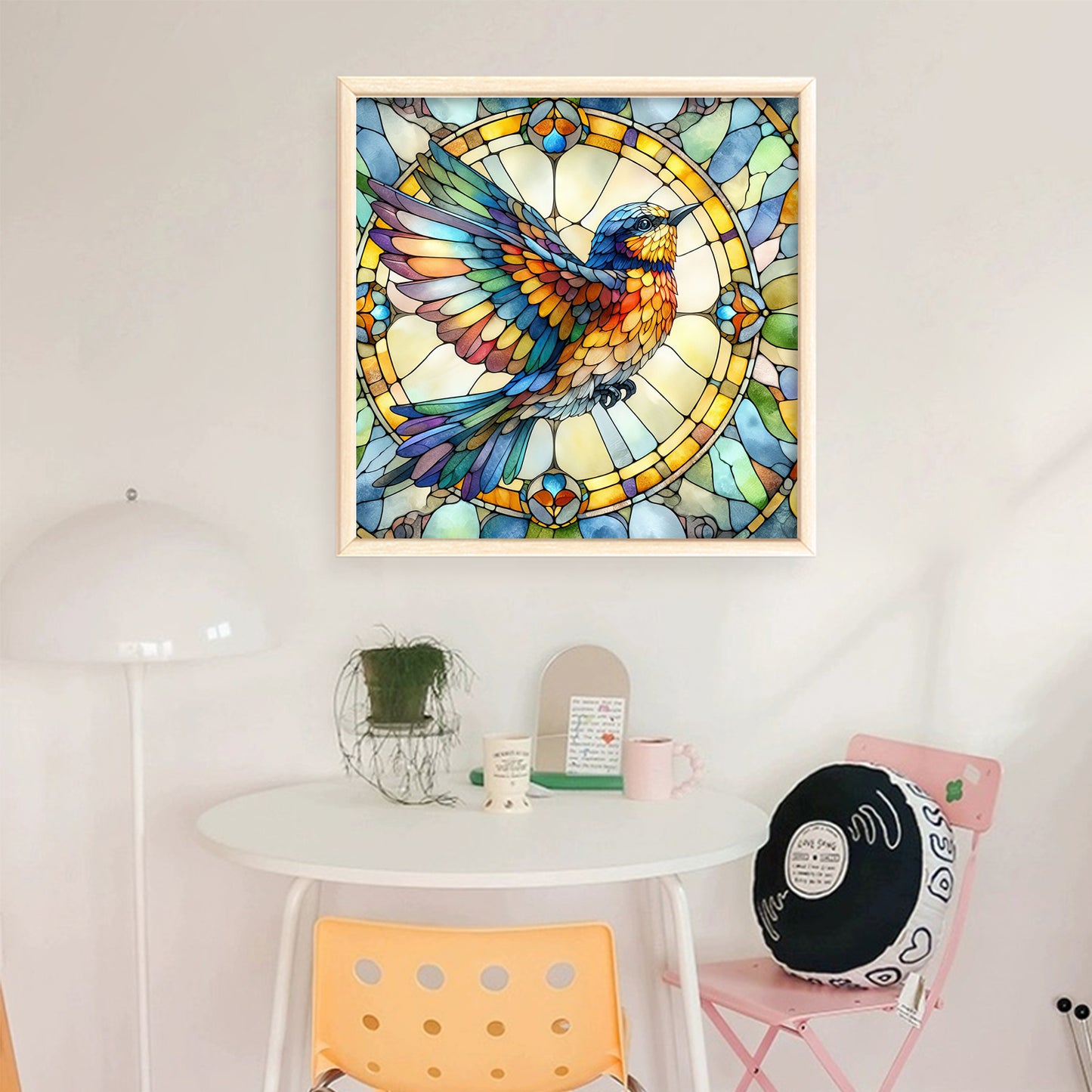 Glass Painting - Bird - Full 11CT Stamped Cross Stitch 40x40CM - Huacan