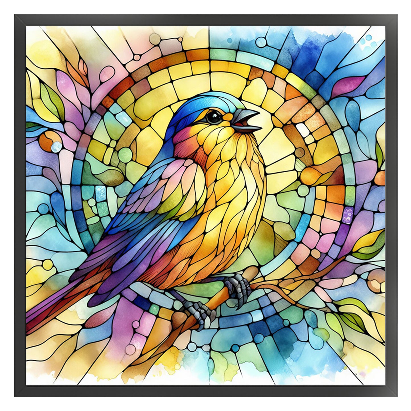 Glass Painting - Bird - Full 11CT Stamped Cross Stitch 40x40CM - Huacan