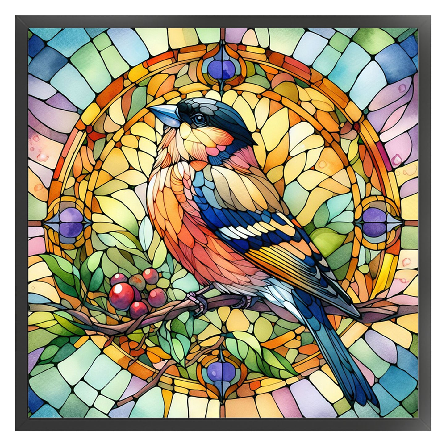 Glass Painting - Bird - Full 11CT Stamped Cross Stitch 40x40CM - Huacan
