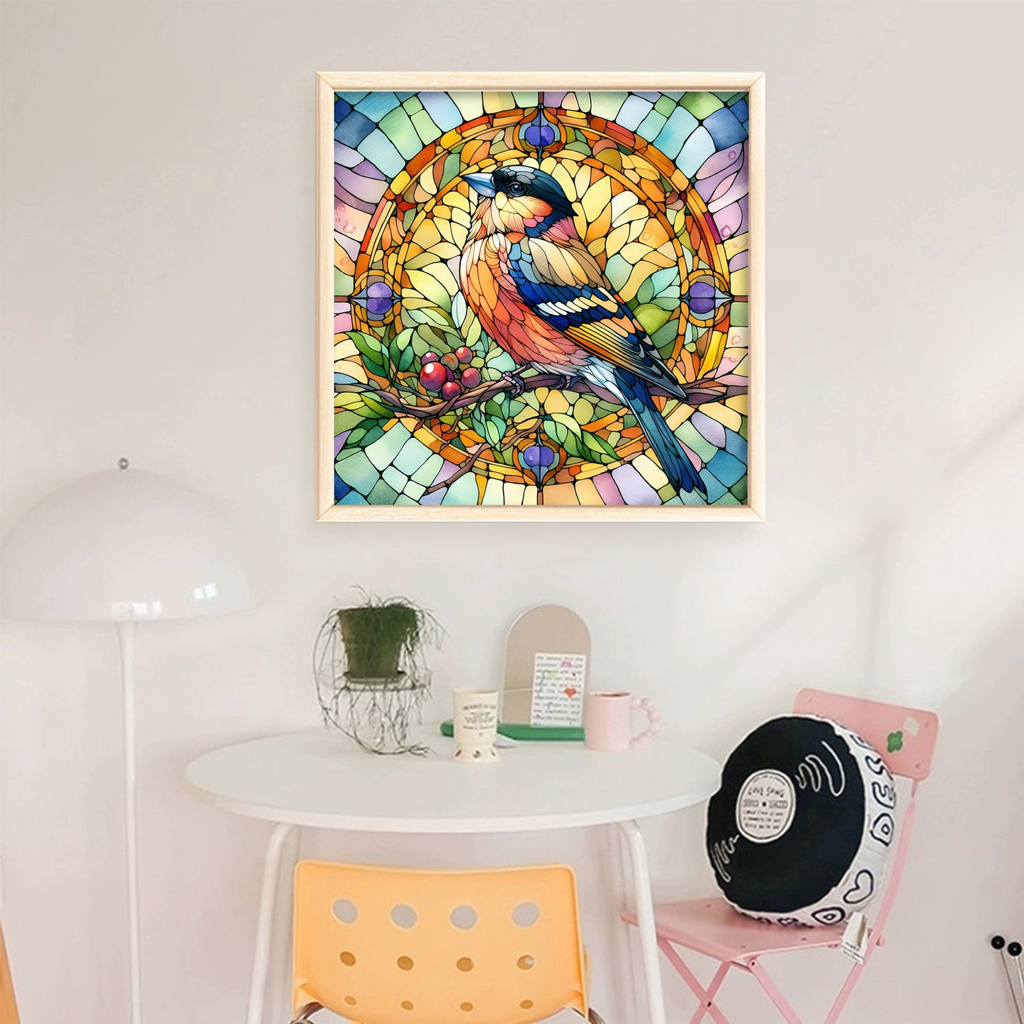 Glass Painting - Bird - Full 11CT Stamped Cross Stitch 40x40CM - Huacan