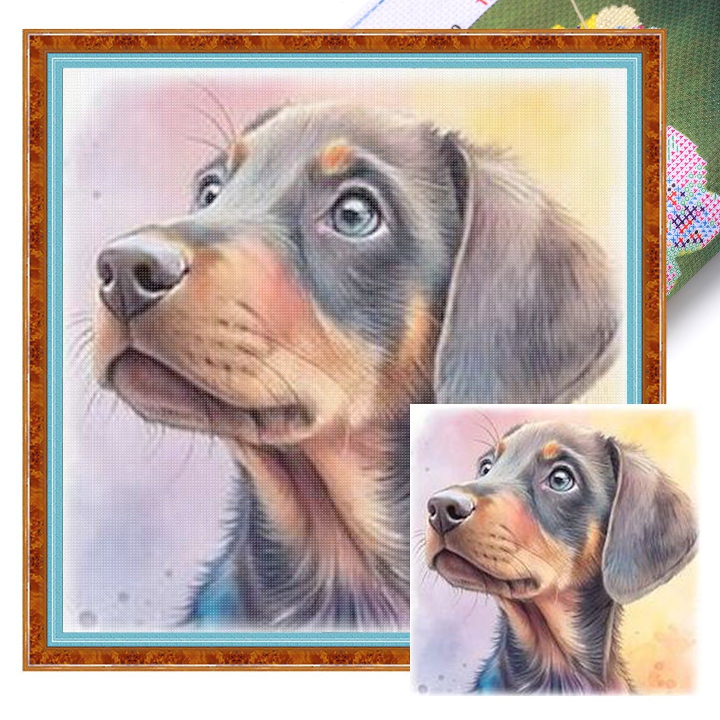 Doberman Pinscher-Dog - Full 18CT Stamped Cross Stitch 20x20CM - Huacan