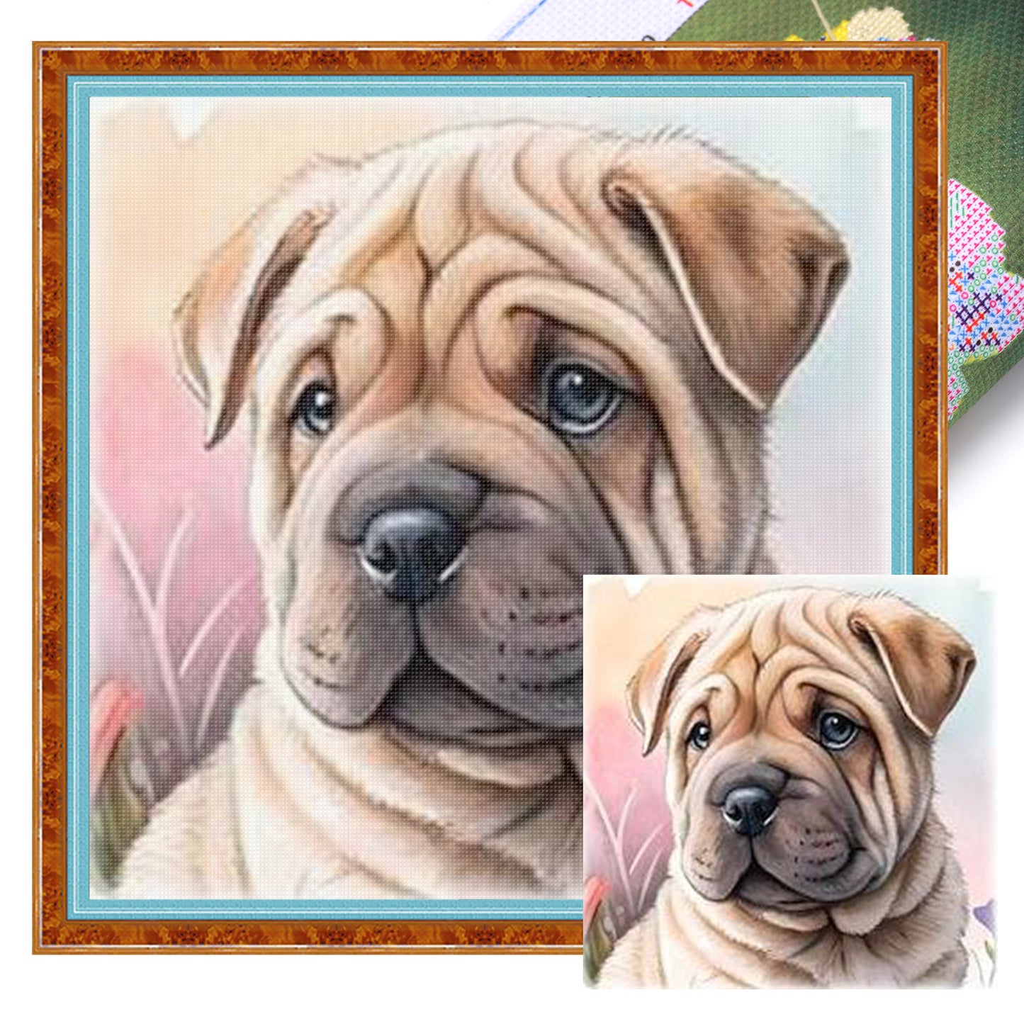Shar-Pei-Dog - Full 18CT Stamped Cross Stitch 20x20CM - Huacan