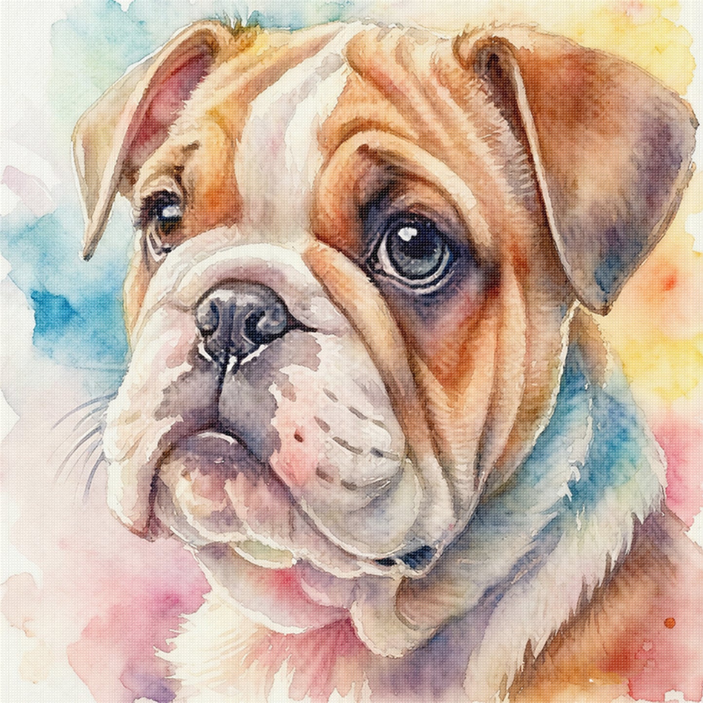 Bulldog-Dog - Full 18CT Stamped Cross Stitch 20x20CM - Huacan