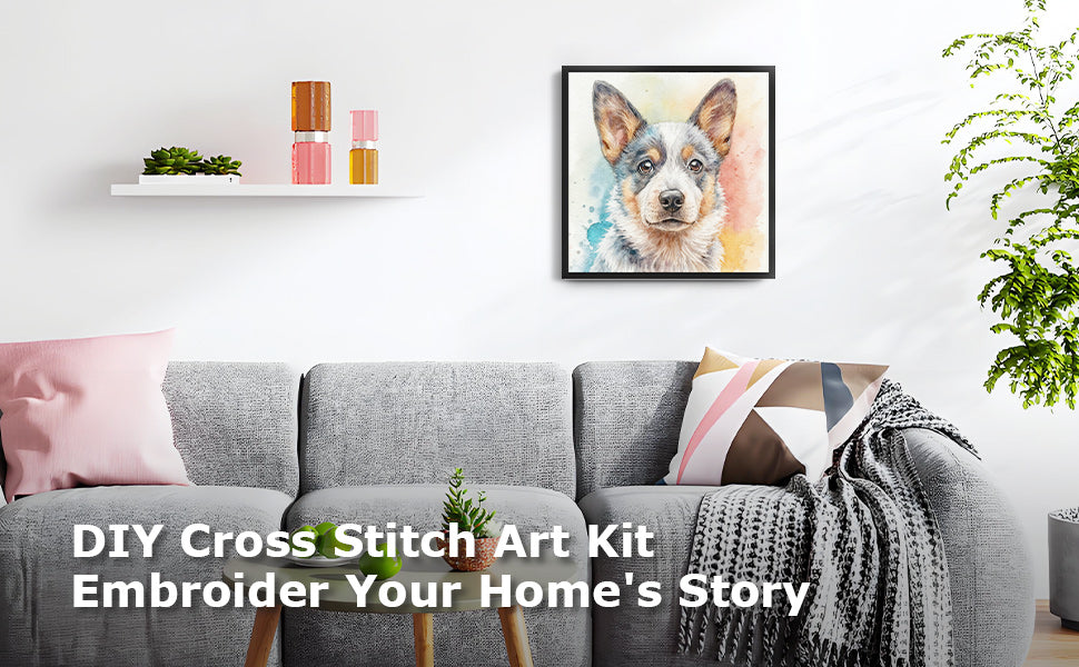 Cattle Dog - Full 18CT Stamped Cross Stitch 20x20CM - Huacan