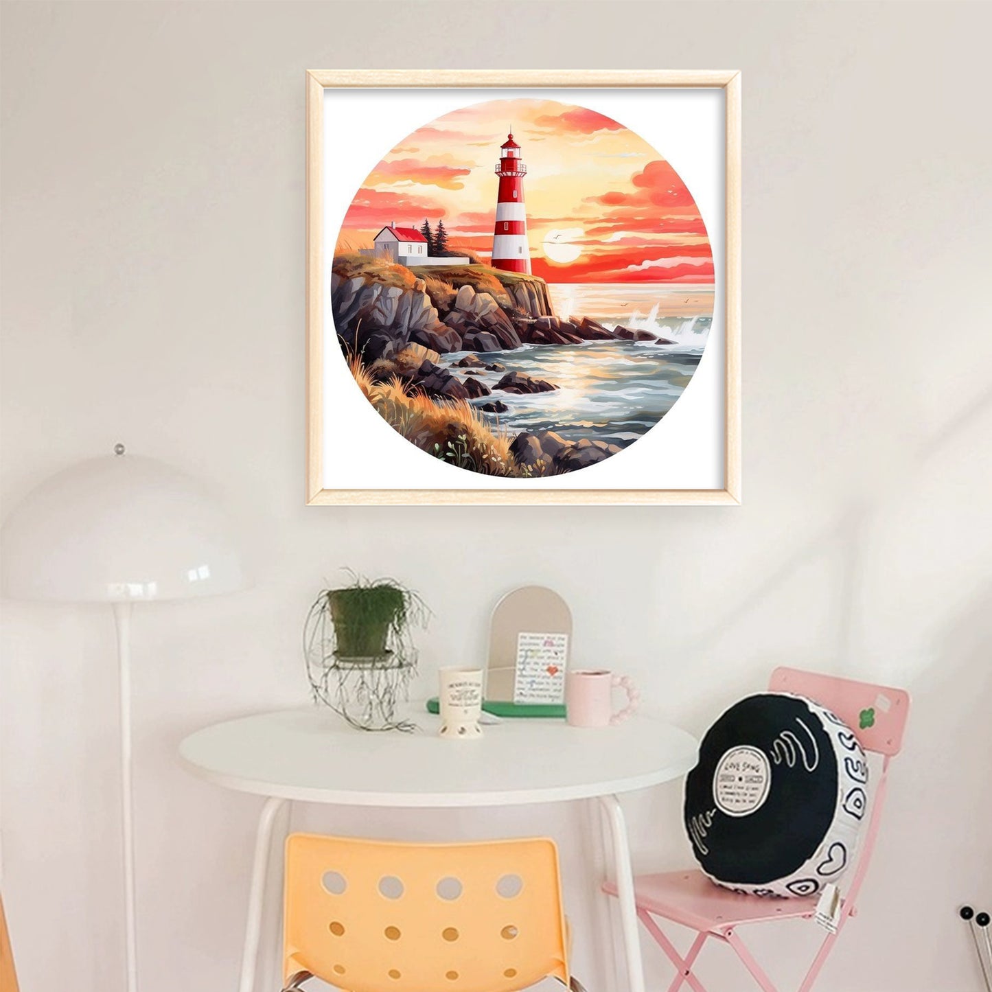 Lighthouse - Full 11CT Stamped Cross Stitch 40x40CM - Huacan