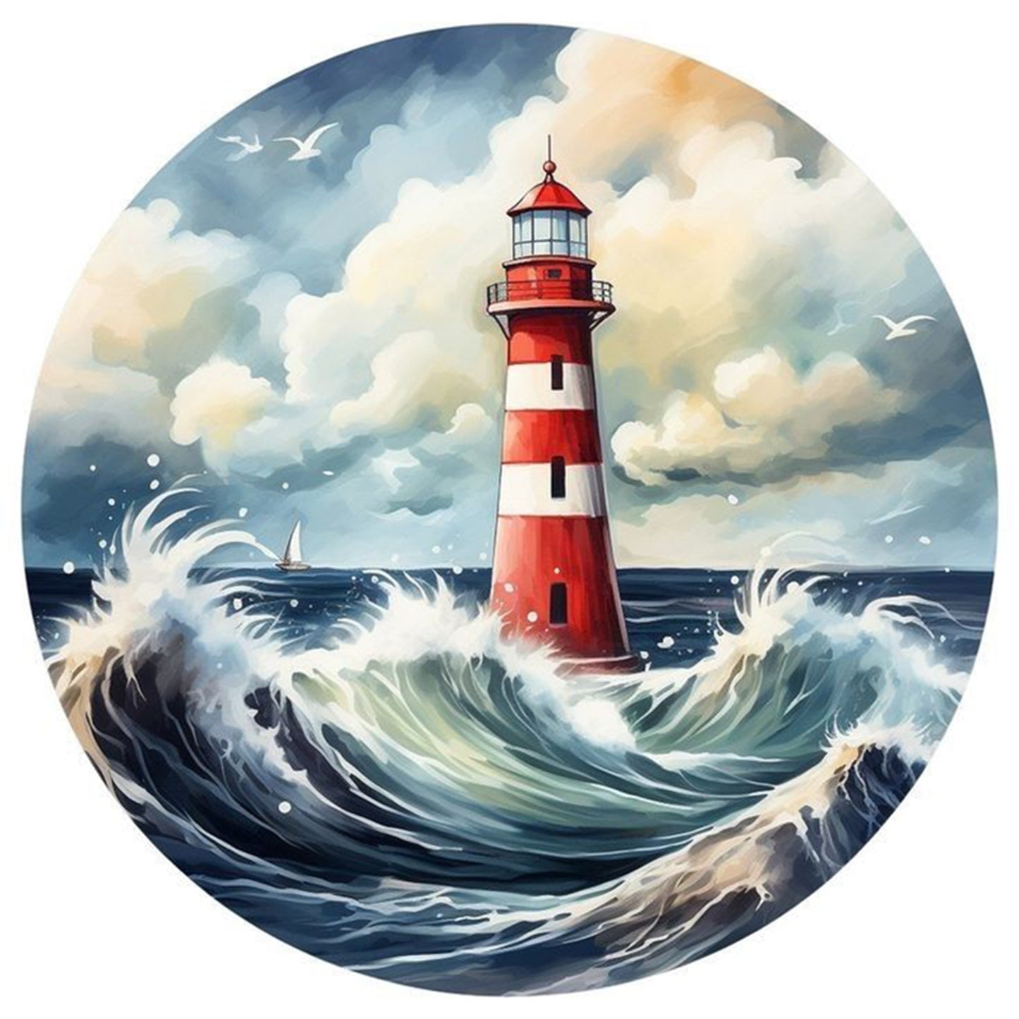 Lighthouse - Full 11CT Stamped Cross Stitch 40x40CM - Huacan