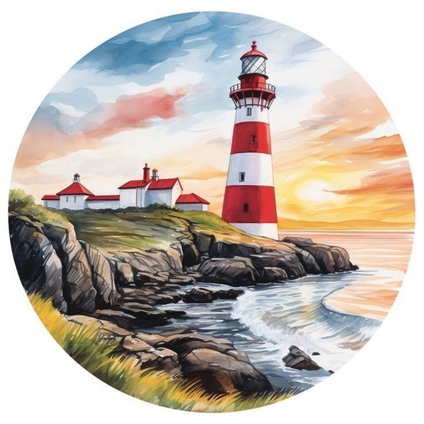 Lighthouse - Full 11CT Stamped Cross Stitch 40x40CM - Huacan