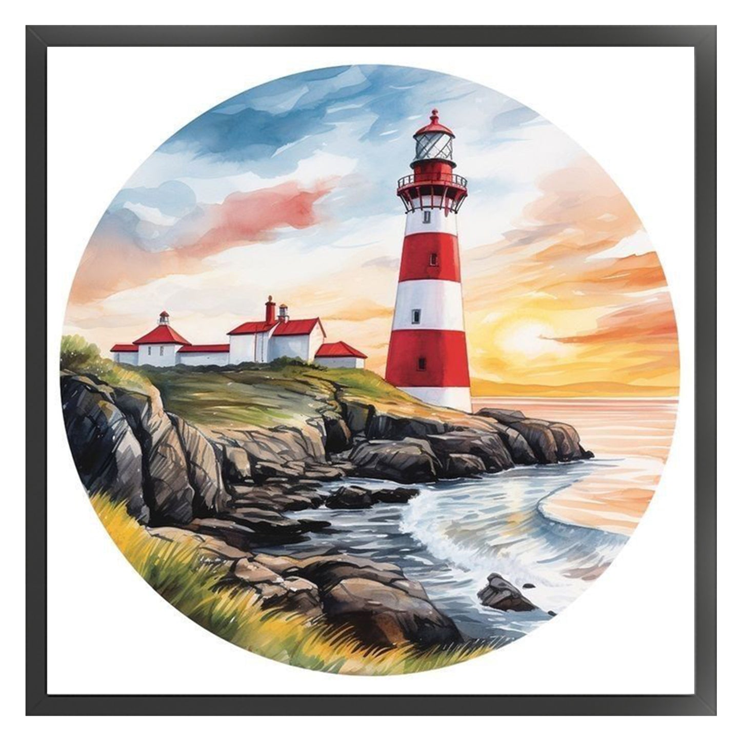 Lighthouse - Full 11CT Stamped Cross Stitch 40x40CM - Huacan