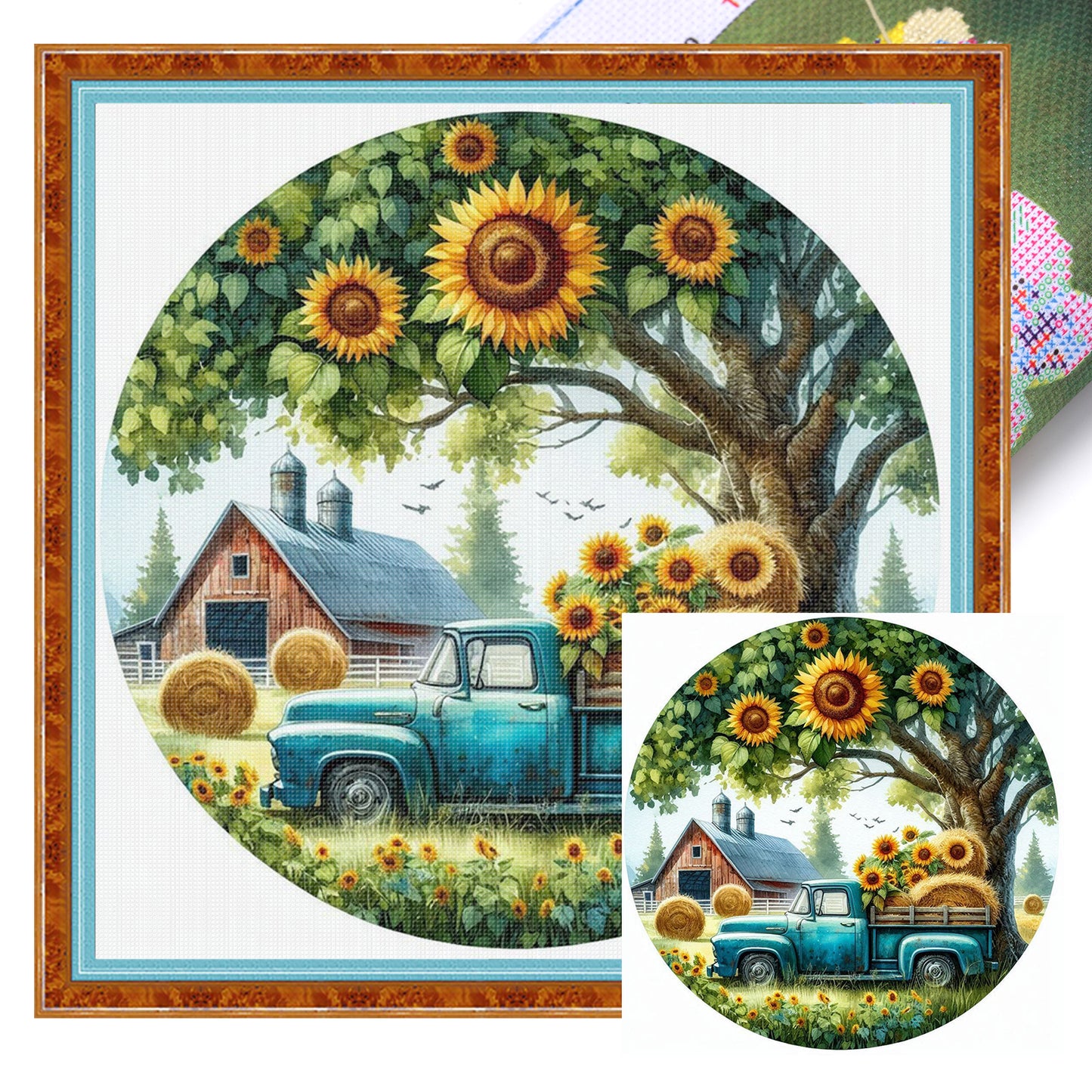 Four Seasons - Spring - Full 11CT Stamped Cross Stitch 40x40CM - Huacan
