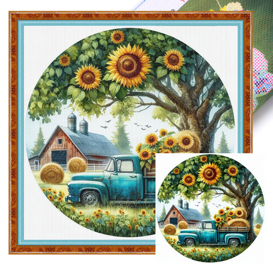 Four Seasons - Spring - Full 11CT Stamped Cross Stitch 40x40CM - Huacan