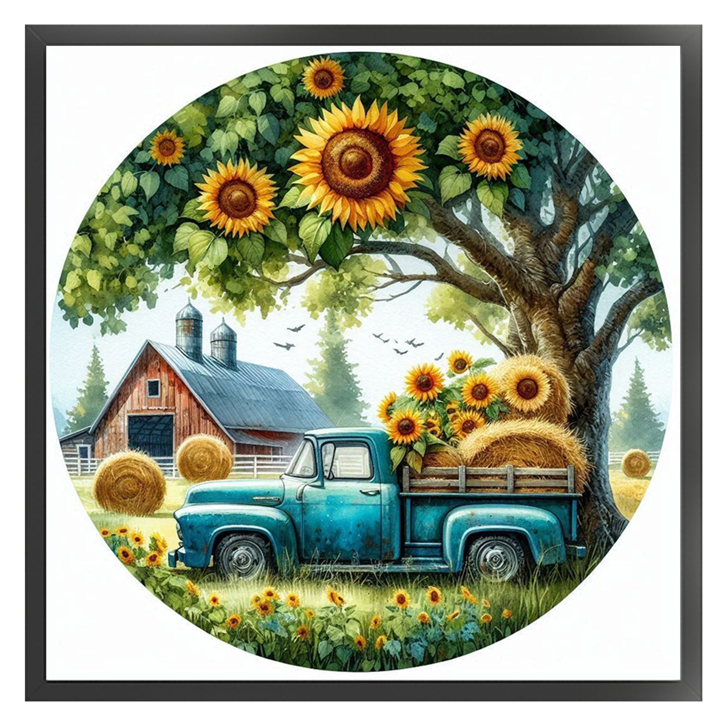Four Seasons - Spring - Full 11CT Stamped Cross Stitch 40x40CM - Huacan