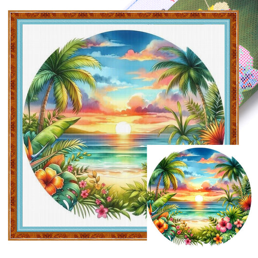 Four Seasons - Summer - Full 11CT Stamped Cross Stitch 40x40CM - Huacan