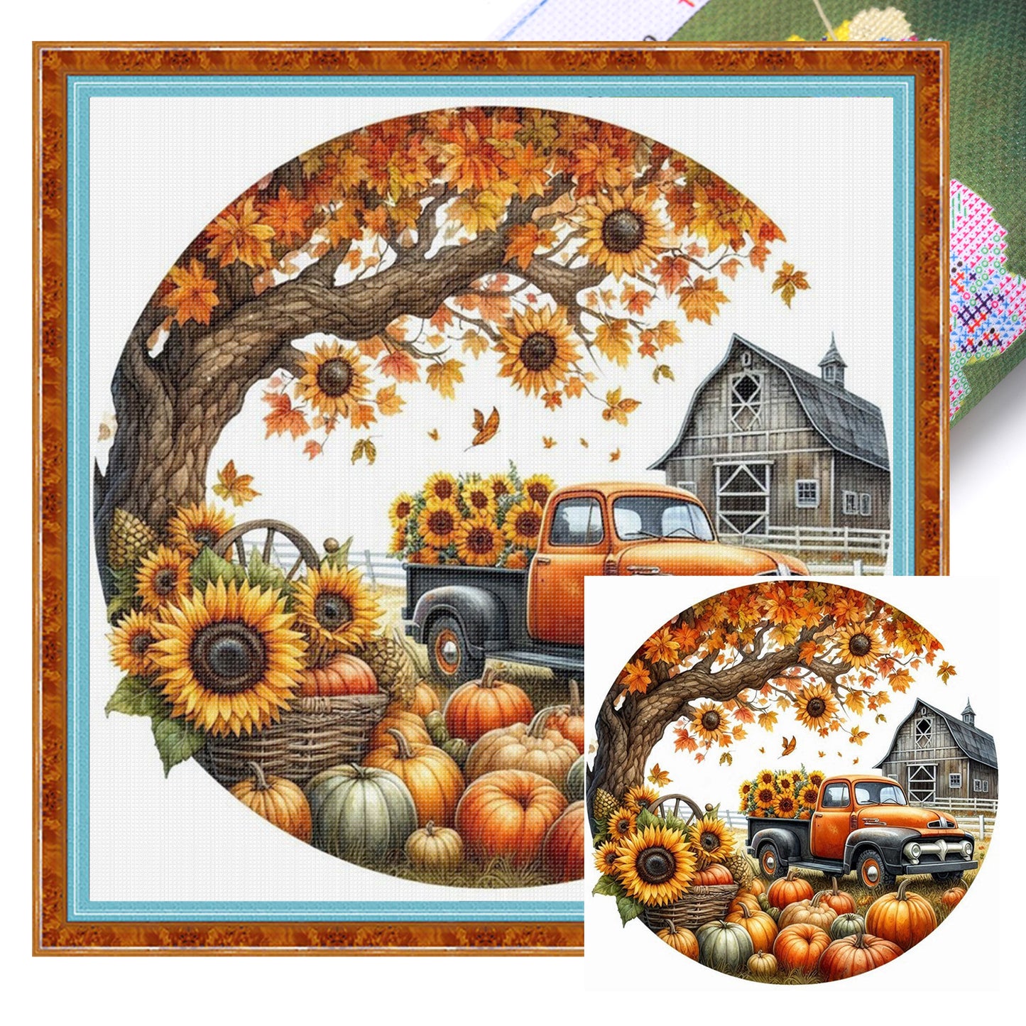 Four Seasons - Autumn - Full 11CT Stamped Cross Stitch 40x40CM - Huacan