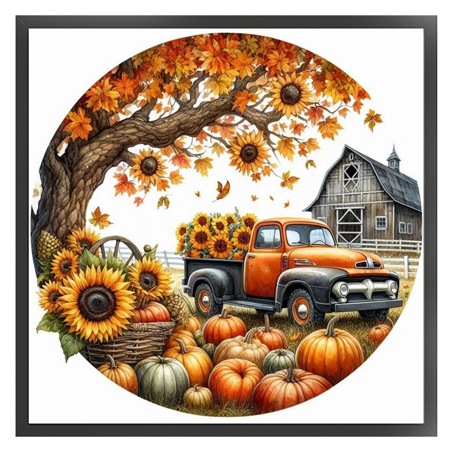 Four Seasons - Autumn - Full 11CT Stamped Cross Stitch 40x40CM - Huacan