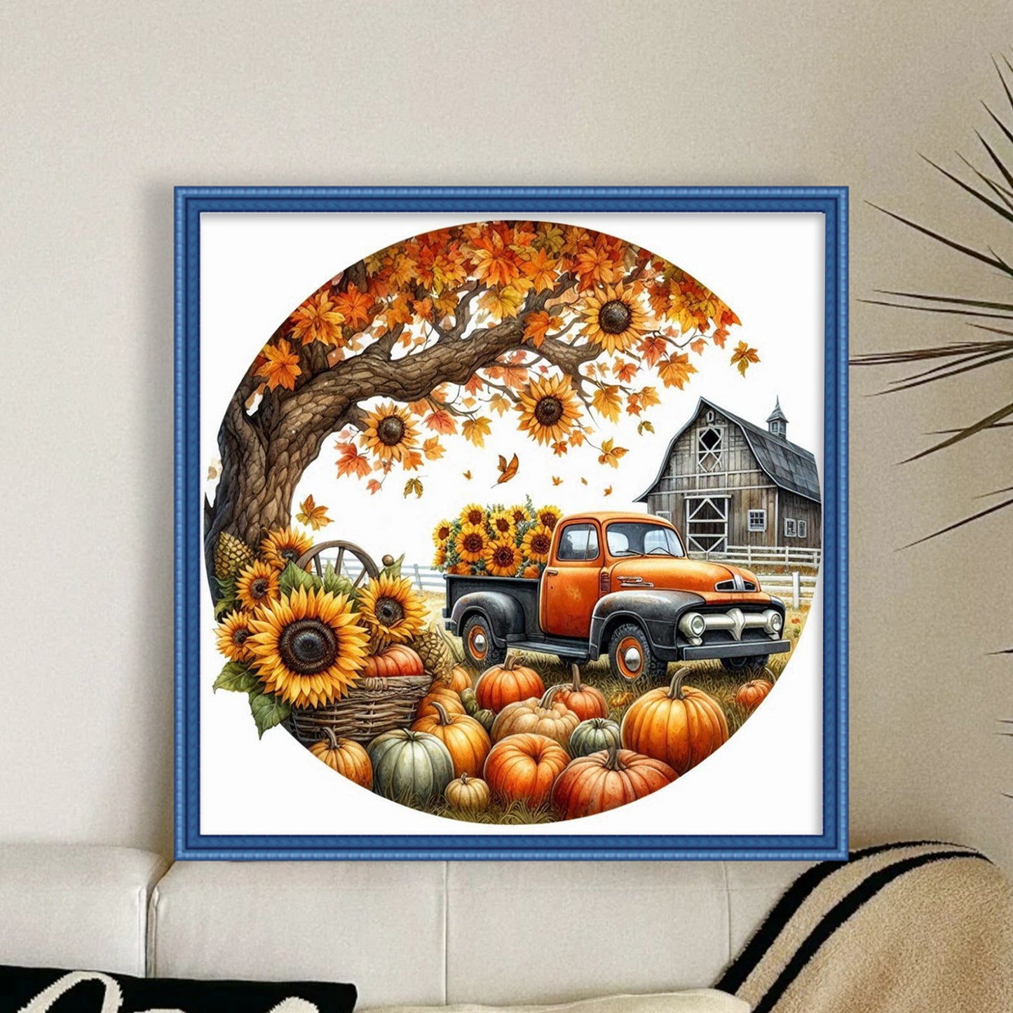 Four Seasons - Autumn - Full 11CT Stamped Cross Stitch 40x40CM - Huacan