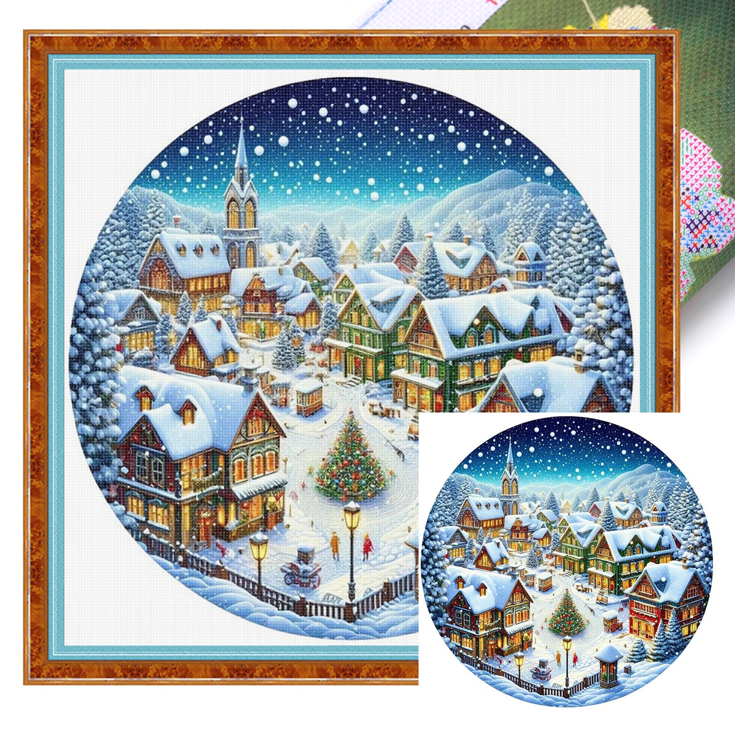 Four Seasons - Winter - Full 11CT Stamped Cross Stitch 40x40CM - Huacan