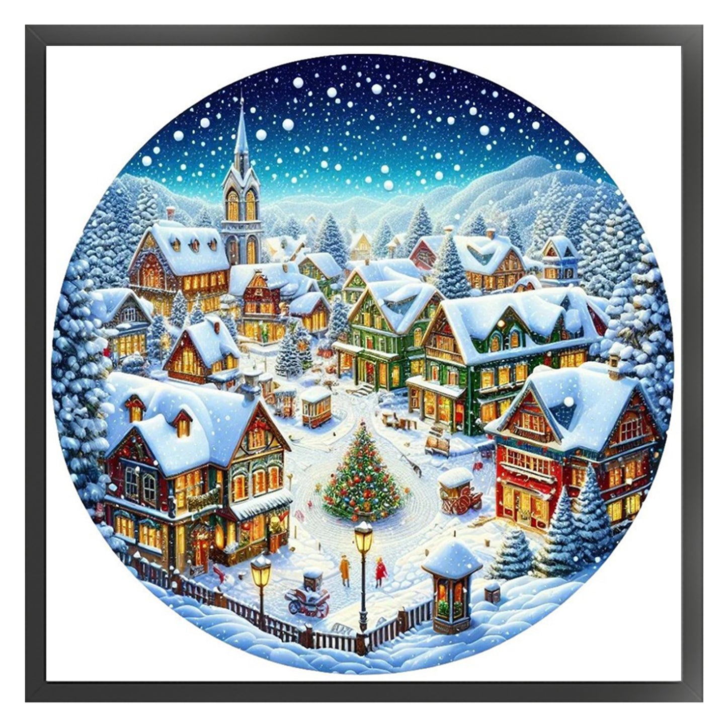 Four Seasons - Winter - Full 11CT Stamped Cross Stitch 40x40CM - Huacan
