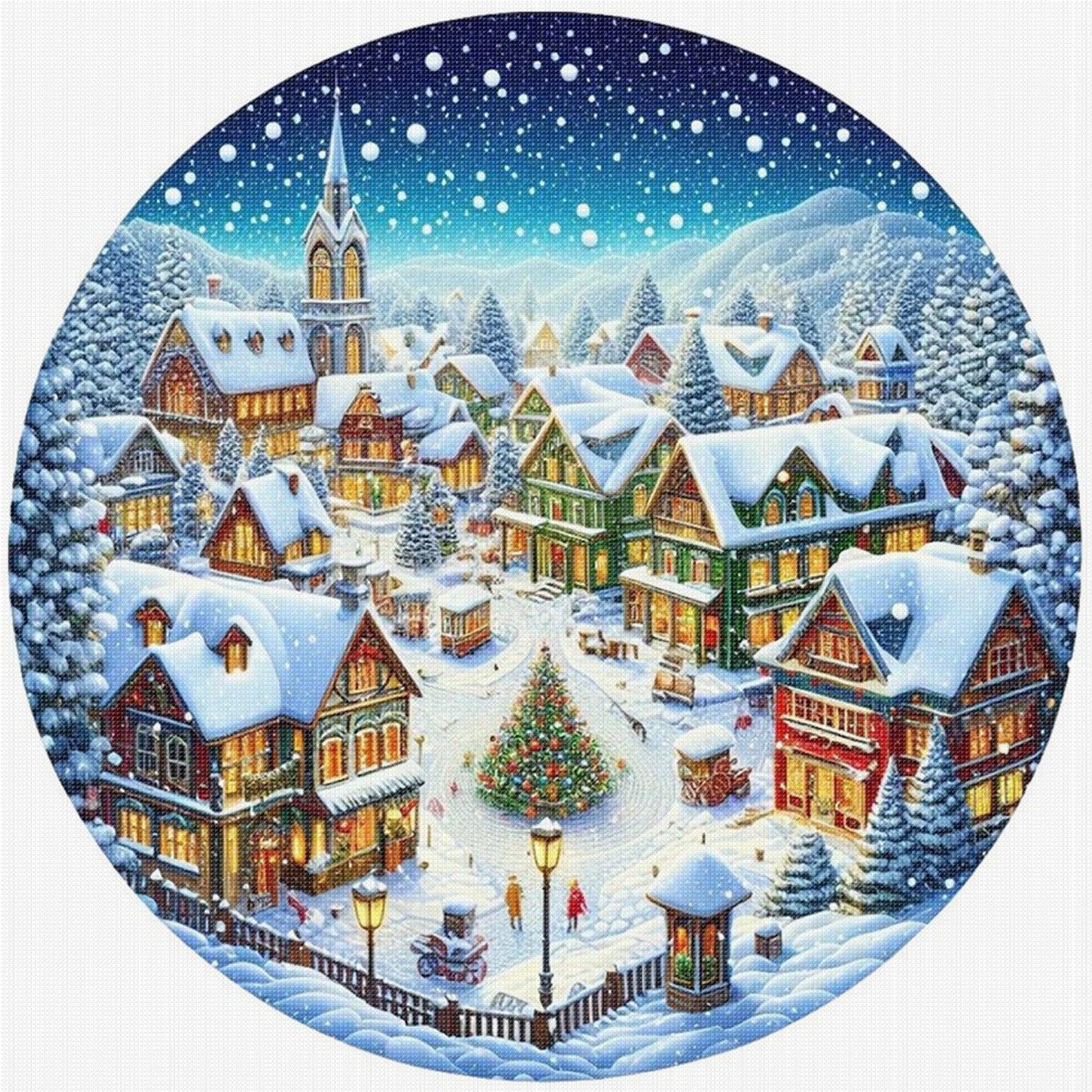 Four Seasons - Winter - Full 11CT Stamped Cross Stitch 40x40CM - Huacan