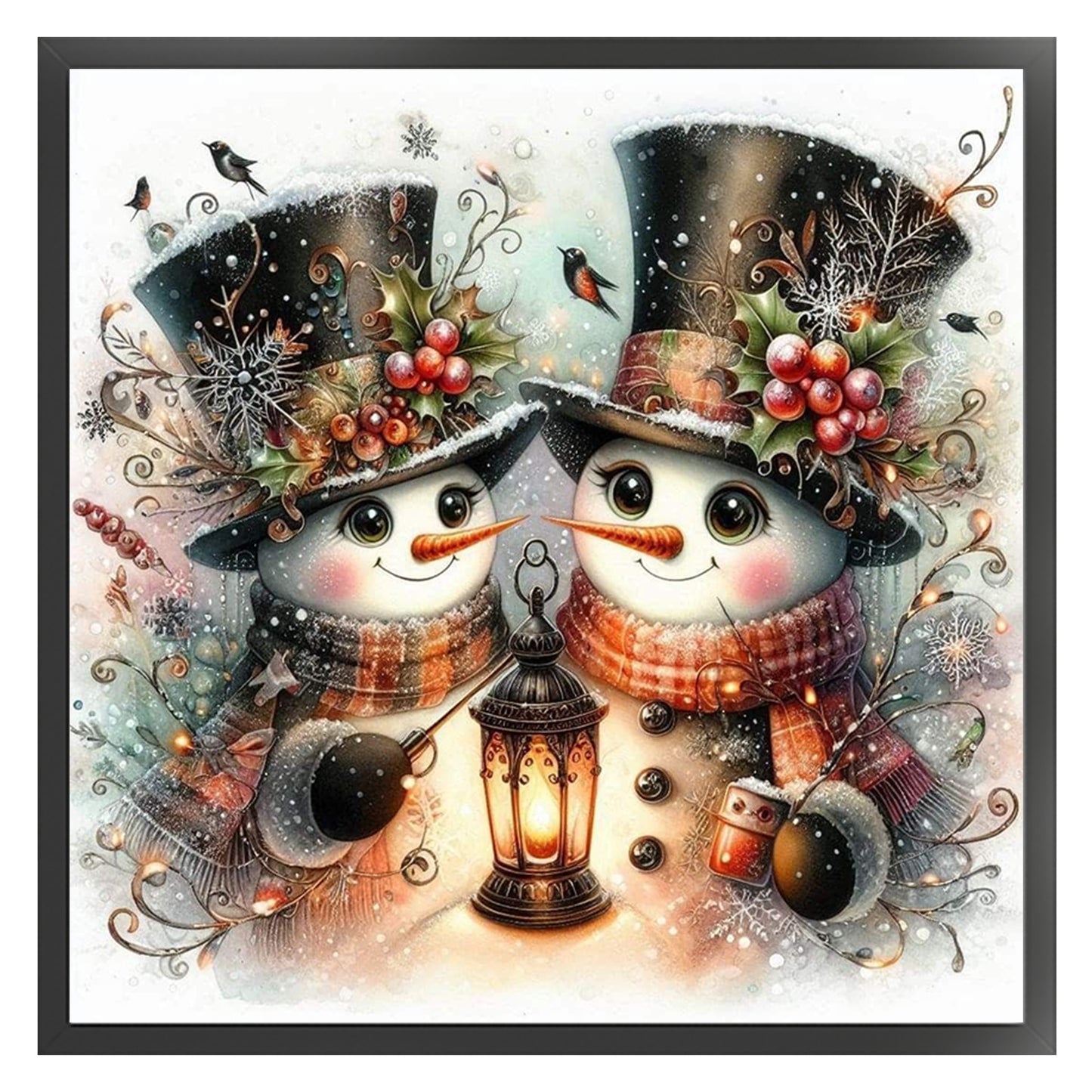 Snowman - Full 11CT Stamped Cross Stitch 40x40CM - Huacan